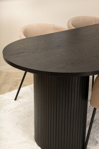 Venture Home Bianca Ovalt Matbord , Svart Svart Faner+Berit Stol , Svart Beige Tyg (Polyesterlinne )_4