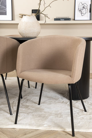 Venture Home Bianca Ovalt Matbord , Svart Svart Faner+Berit Stol , Svart Beige Tyg (Polyesterlinne )_4