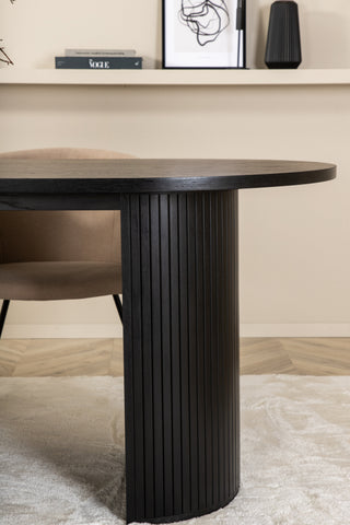 Venture Home Bianca Ovalt Matbord , Svart Svart Faner+Berit Stol , Svart Beige Tyg (Polyesterlinne )_4