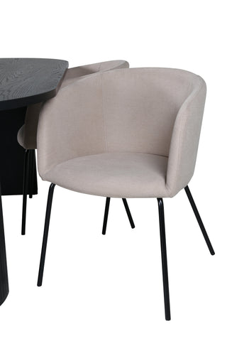 Venture Home Bianca Ovalt Matbord , Svart Svart Faner+Berit Stol , Svart Beige Tyg (Polyesterlinne )_4