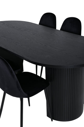 Venture Home Bianca Ovalt Matbord , Svart Svart Faner+Polar Matstol , Svarta ben Black Velvet (ers√§tter 19902,888)_6
