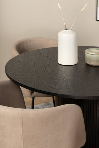Venture Home Bianca Runt Matbord , Svart Svart Faner+Berit Stol , Svart Beige Tyg (Polyesterlinne )_4