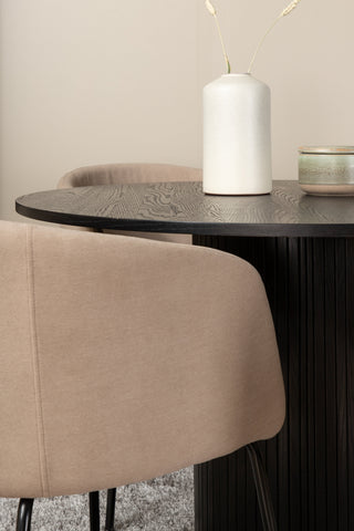 Venture Home Bianca Runt Matbord , Svart Svart Faner+Berit Stol , Svart Beige Tyg (Polyesterlinne )_4