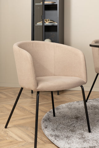 Venture Home Bianca Runt Matbord , Svart Svart Faner+Berit Stol , Svart Beige Tyg (Polyesterlinne )_4