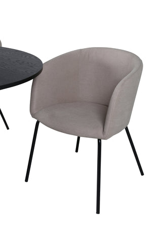Venture Home Bianca Runt Matbord , Svart Svart Faner+Berit Stol , Svart Beige Tyg (Polyesterlinne )_4
