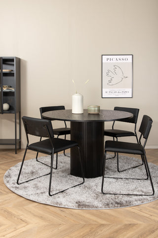 Venture Home Bianca Runt Matbord , Svart Svart Faner+Kenth Stol , Svart Svart PU_4