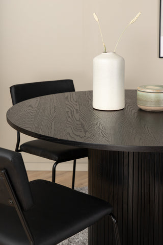 Venture Home Bianca Runt Matbord , Svart Svart Faner+Kenth Stol , Svart Svart PU_4