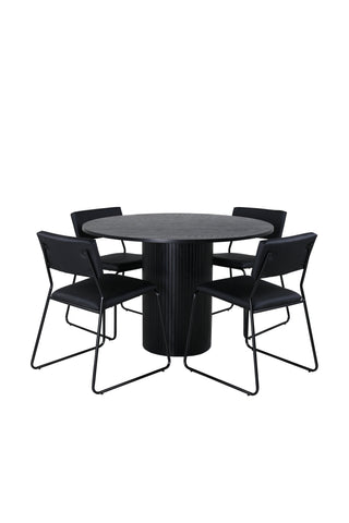 Venture Home Bianca Runt Matbord , Svart Svart Faner+Kenth Stol , Svart Svart PU_4
