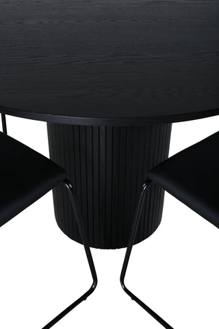 Venture Home Bianca Runt Matbord , Svart Svart Faner+Kenth Stol , Svart Svart PU_4