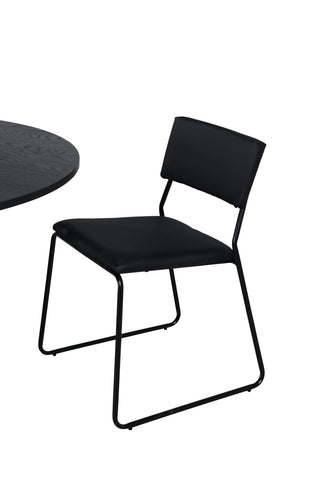 Venture Home Bianca Runt Matbord , Svart Svart Faner+Kenth Stol , Svart Svart PU_4