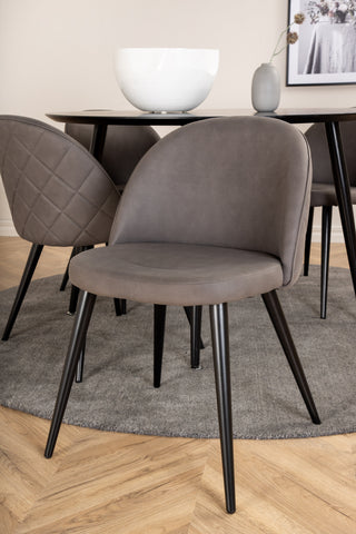 Venture Home Dipp Matbord - 115cm - Svart faner / Helsvarta ben + Velvet Stitches Stol - Svart / Grå Micro Fibre_4