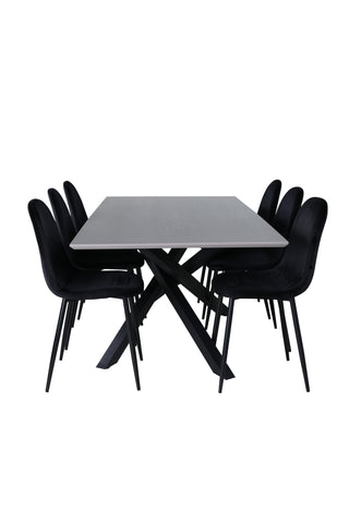 Venture Home Piazza Matbord , Svart Grå Faner+Polar Matstol , Svarta ben Black Velvet (ers√§tter 19902,888)_6