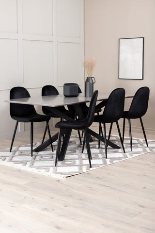 Venture Home Piazza Matbord , Svart Grå Faner+Polar Matstol , Svarta ben Black Velvet (ers√§tter 19902,888)_6