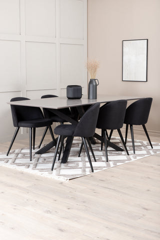 Venture Home Piazza Matbord , Svart Grå Faner+ Sammet Matbord Chiar , Svarta ben, Svart Tyg_6