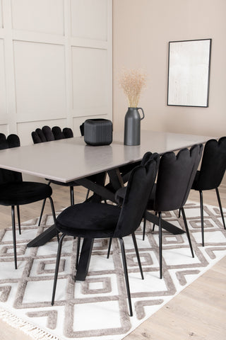 Venture Home Piazza Matbord , Svart Grå Faner+Limhamn Ljus , Stol , Svart Sammet_6