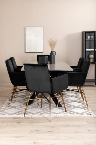 Venture Home Piazza Matbord , Svart Grå Faner+Petra Stol , Distressed Copper Black Velvet_6