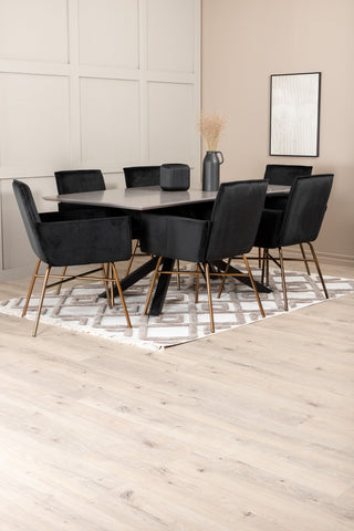 Venture Home Piazza Matbord , Svart Grå Faner+Petra Stol , Distressed Copper Black Velvet_6