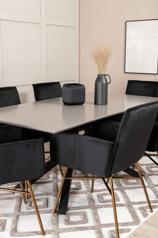 Venture Home Piazza Matbord , Svart Grå Faner+Petra Stol , Distressed Copper Black Velvet_6