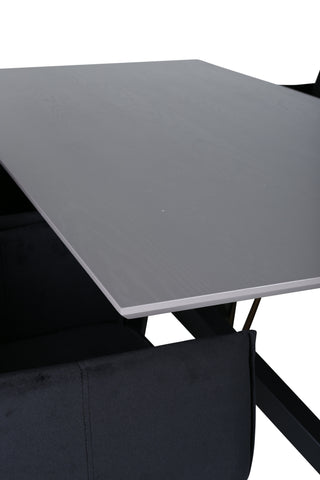 Venture Home Piazza Matbord , Svart Grå Faner+Petra Stol , Distressed Copper Black Velvet_6