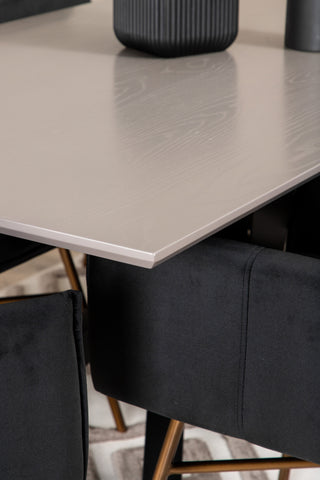 Venture Home Piazza Matbord , Svart Grå Faner+Petra Stol , Distressed Copper Black Velvet_6