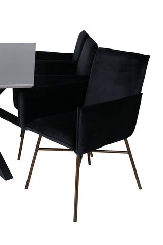 Venture Home Piazza Matbord , Svart Grå Faner+Petra Stol , Distressed Copper Black Velvet_6