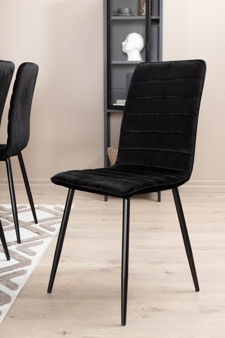 Venture Home Piazza Matbord , Svart Grå Faner+Windu Lyx Stol , Svart Svart Sammet_6