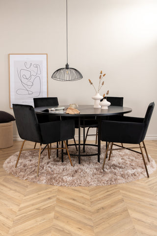 Venture Home Köpenhamn - Matbord runt - Svart / Svart+Petra Stol - Distressed Copper / Black Velvet_4