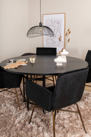Venture Home Köpenhamn - Matbord runt - Svart / Svart+Petra Stol - Distressed Copper / Black Velvet_4