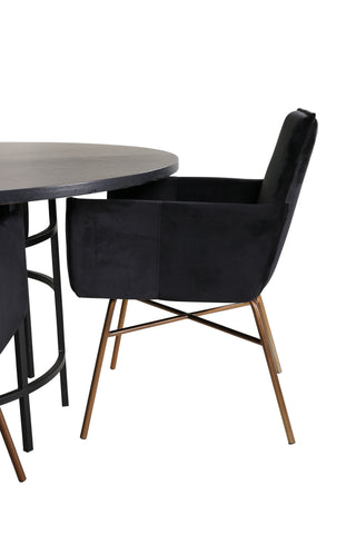 Venture Home Köpenhamn - Matbord runt - Svart / Svart+Petra Stol - Distressed Copper / Black Velvet_4