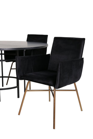 Venture Home Köpenhamn - Matbord runt - Svart / Svart+Petra Stol - Distressed Copper / Black Velvet_4