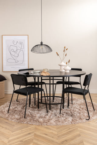 Venture Home Köpenhamn - Matbord runt - Svart / Svart+Kenth Stol - Svart / Svart Sammet_4
