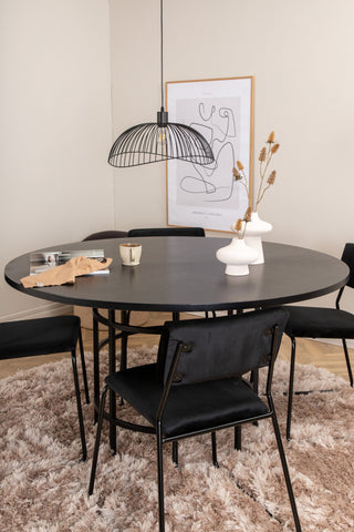 Venture Home Köpenhamn - Matbord runt - Svart / Svart+Kenth Stol - Svart / Svart Sammet_4