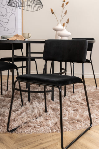 Venture Home Köpenhamn - Matbord runt - Svart / Svart+Kenth Stol - Svart / Svart Sammet_4