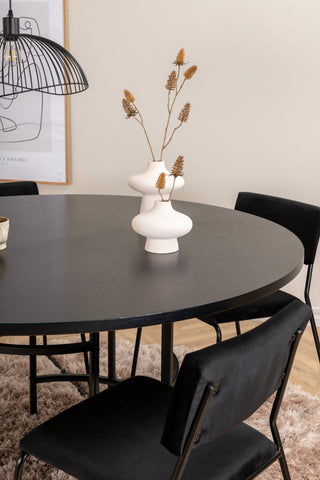 Venture Home Köpenhamn - Matbord runt - Svart / Svart+Kenth Stol - Svart / Svart Sammet_4