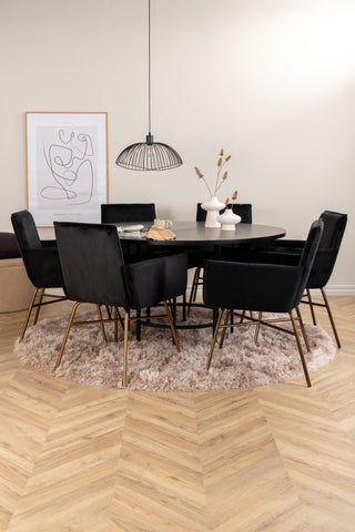 Venture Home Köpenhamn - Matbord runt - Svart / Svart+Petra Stol - Distressed Copper / Black Velvet_6