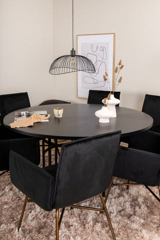Venture Home Köpenhamn - Matbord runt - Svart / Svart+Petra Stol - Distressed Copper / Black Velvet_6