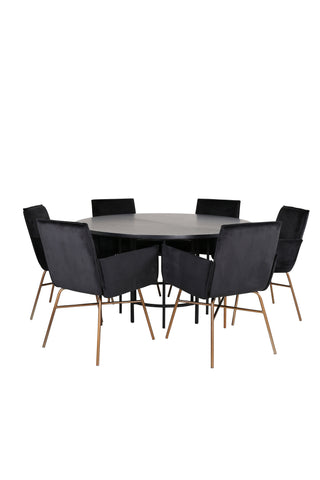Venture Home Köpenhamn - Matbord runt - Svart / Svart+Petra Stol - Distressed Copper / Black Velvet_6