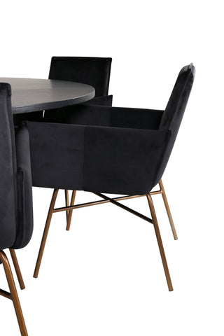 Venture Home Köpenhamn - Matbord runt - Svart / Svart+Petra Stol - Distressed Copper / Black Velvet_6