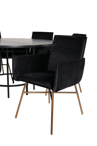 Venture Home Köpenhamn - Matbord runt - Svart / Svart+Petra Stol - Distressed Copper / Black Velvet_6