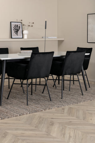 Venture Home Jimmy Matbord - Svart / Vit HPL+Petra Stol - Svart / Svart Sammet_6