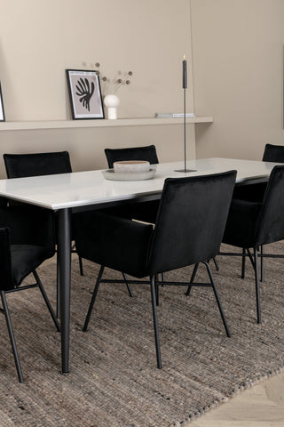 Venture Home Jimmy Matbord - Svart / Vit HPL+Petra Stol - Svart / Svart Sammet_6