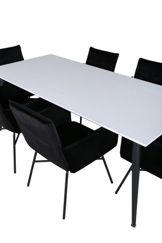 Venture Home Jimmy Matbord - Svart / Vit HPL+Petra Stol - Svart / Svart Sammet_6