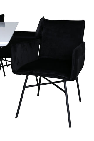 Venture Home Jimmy Matbord - Svart / Vit HPL+Petra Stol - Svart / Svart Sammet_6
