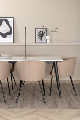 Venture Home Jimmy Matbord - Svart / Vit HPL+Berit Stol - Svart / Beige Tyg (polyesterlinne )_6