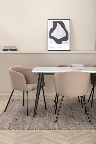 Venture Home Jimmy Matbord - Svart / Vit HPL+Berit Stol - Svart / Beige Tyg (polyesterlinne )_6