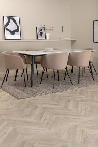 Venture Home Jimmy Matbord - Svart / Vit HPL+Berit Stol - Svart / Beige Tyg (polyesterlinne )_6
