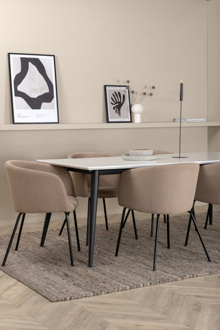 Venture Home Jimmy Matbord - Svart / Vit HPL+Berit Stol - Svart / Beige Tyg (polyesterlinne )_6