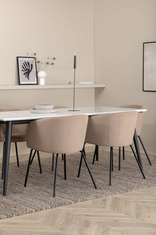 Venture Home Jimmy Matbord - Svart / Vit HPL+Berit Stol - Svart / Beige Tyg (polyesterlinne )_6