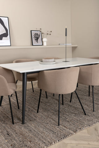 Venture Home Jimmy Matbord - Svart / Vit HPL+Berit Stol - Svart / Beige Tyg (polyesterlinne )_6