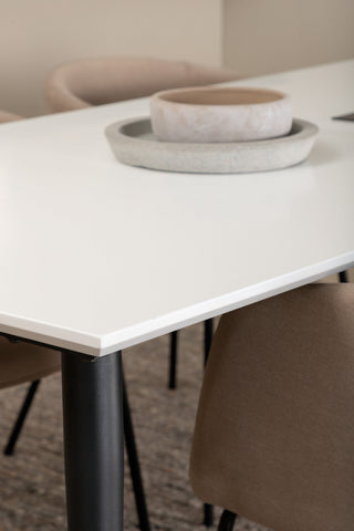Venture Home Jimmy Matbord - Svart / Vit HPL+Berit Stol - Svart / Beige Tyg (polyesterlinne )_6